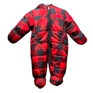 Oshkosh B’Gosh Baby Bunting Coat Snowsuit Size 6/9 Months Buffalo Plaid Check